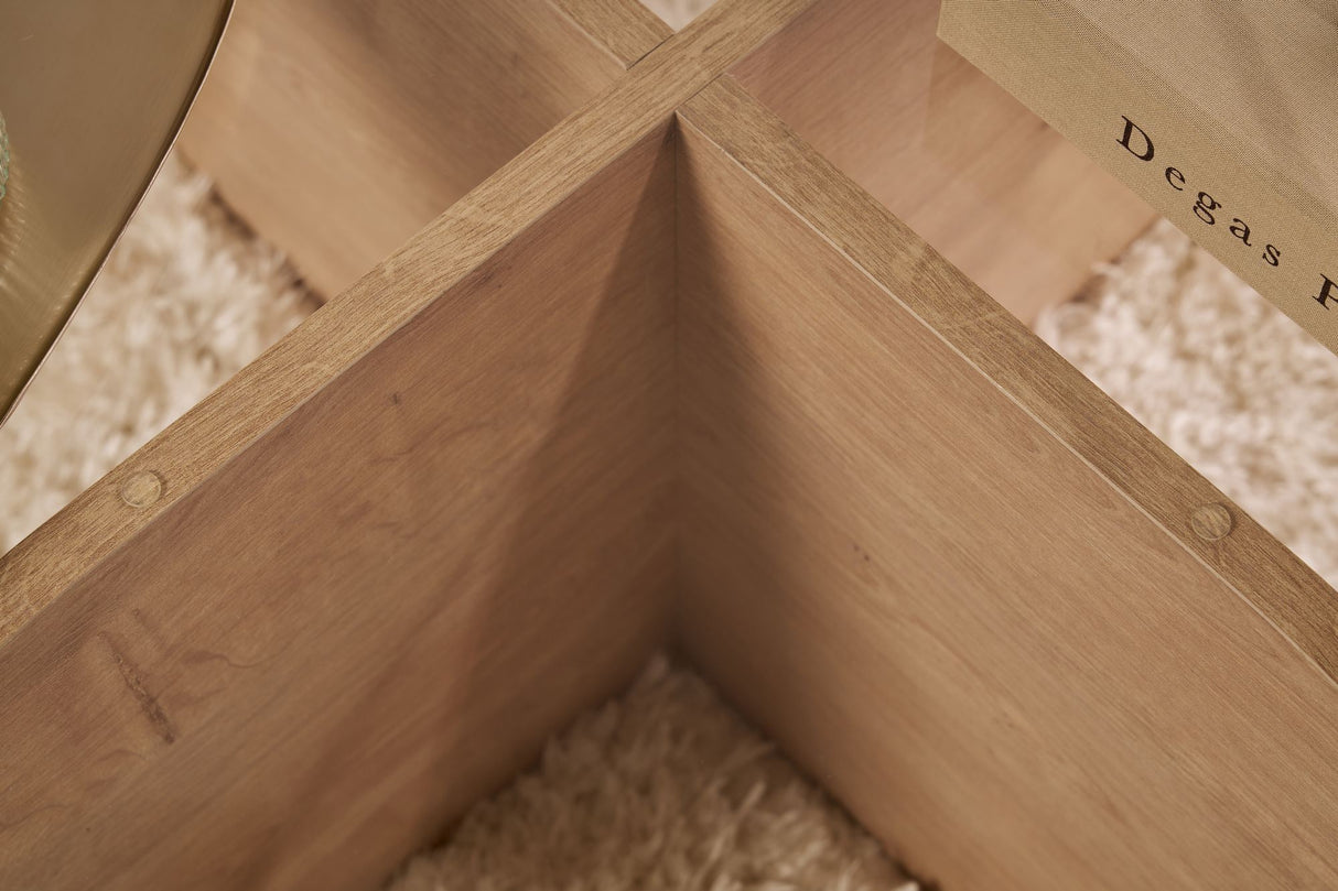 Mesa de salón Aris Redonda 75 cm Vidrio - Melamina de Roble