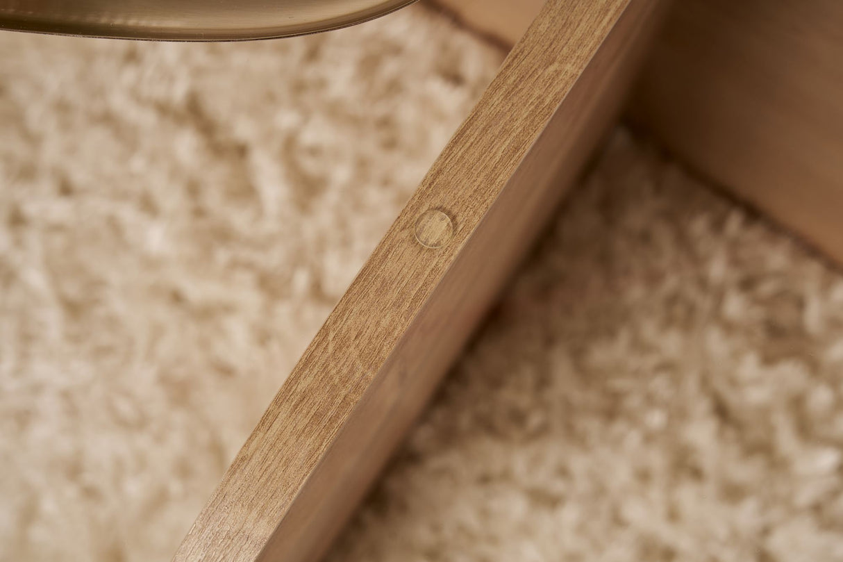 Mesa de salón Aris Redonda 75 cm Vidrio - Melamina de Roble