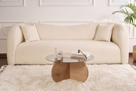 Mesa de salón Aris Redonda 75 cm Vidrio Tinte - Melamina de Roble