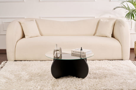 Mesa de salón Aris Redonda 75 cm Vidrio - Estructura Negra