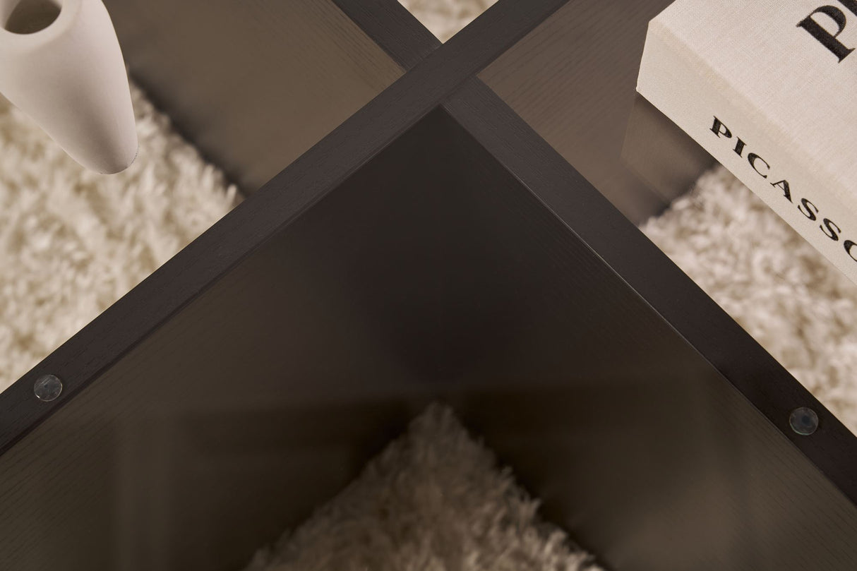 Mesa de salón Aris Redonda 75 cm Vidrio Tinte - Estructura Negra