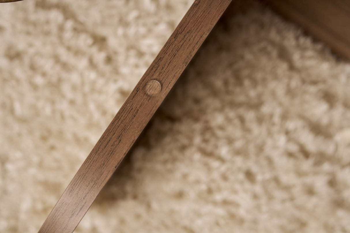 Mesa de centro redonda de vidrio Aris - Estructura de melamina de nogal