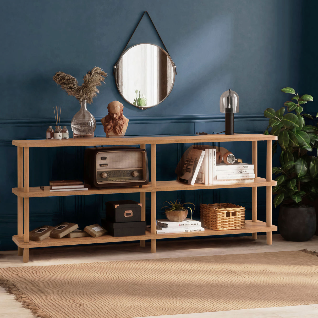 Wandkasten - Wandkast Zen Atlantisch Dennenhout Melamine 180x74,9x35 cm - Dimehouse