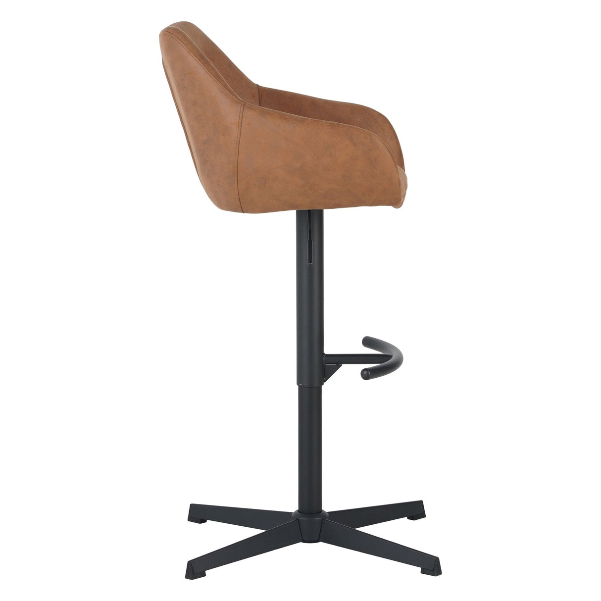 Venom Taburete de Bar Cognac Eco-cuero - Silla de Bar Giratoria Ajustable con Reposabrazos