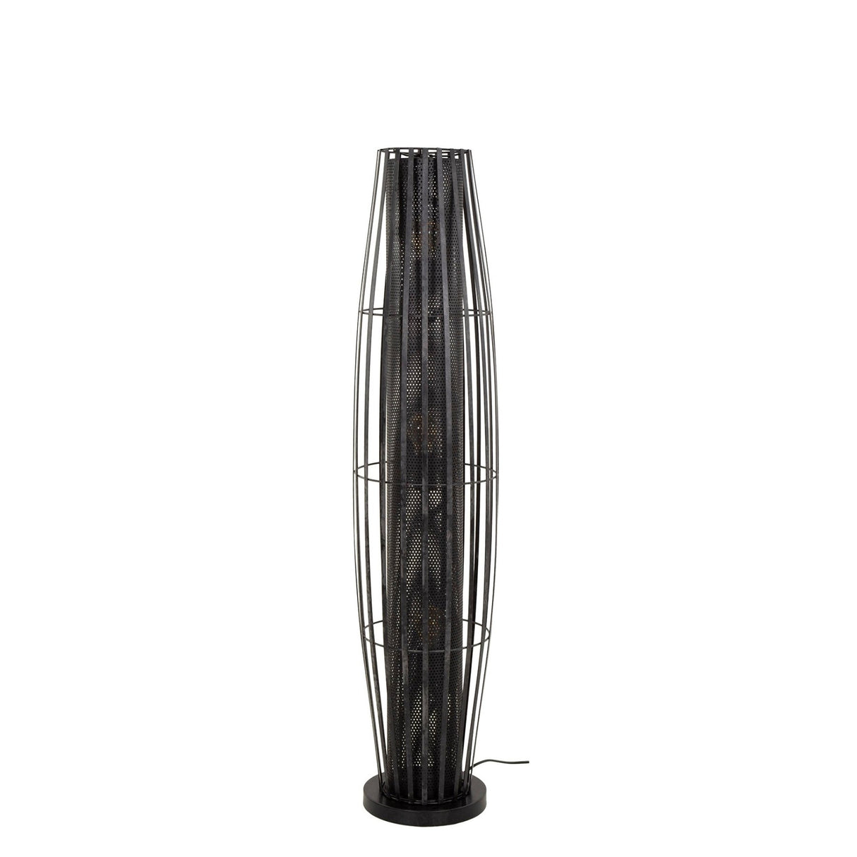 Lámpara de pie Liora 3 luces cilindro malla negra 120 cm