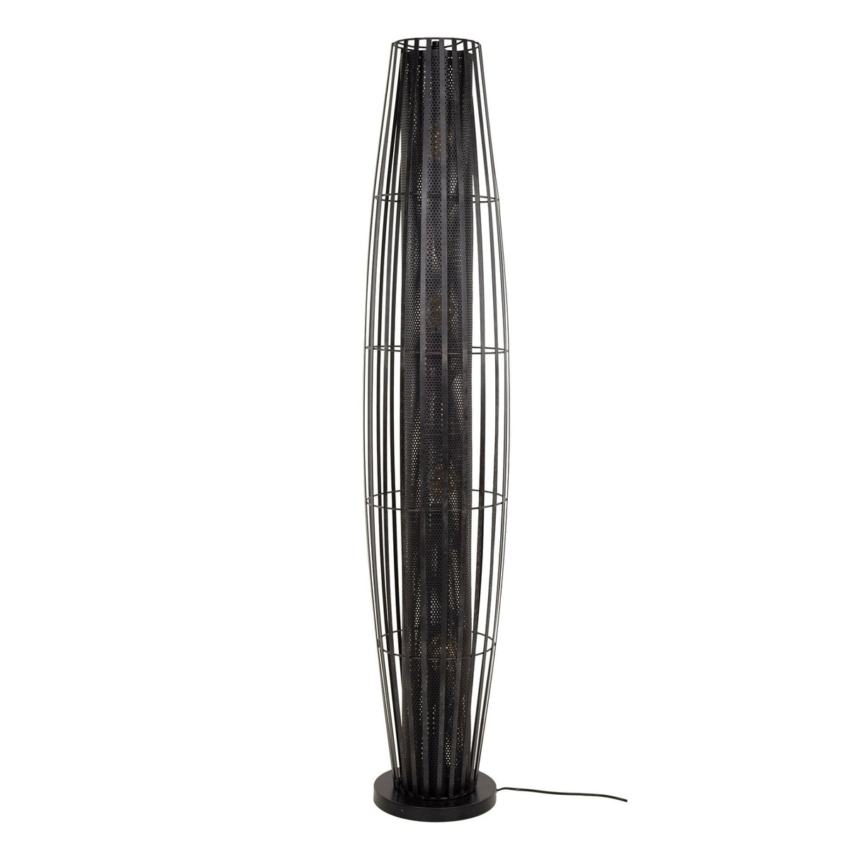 Lámpara de pie Liora 4 luces cilindro malla negra 150 cm