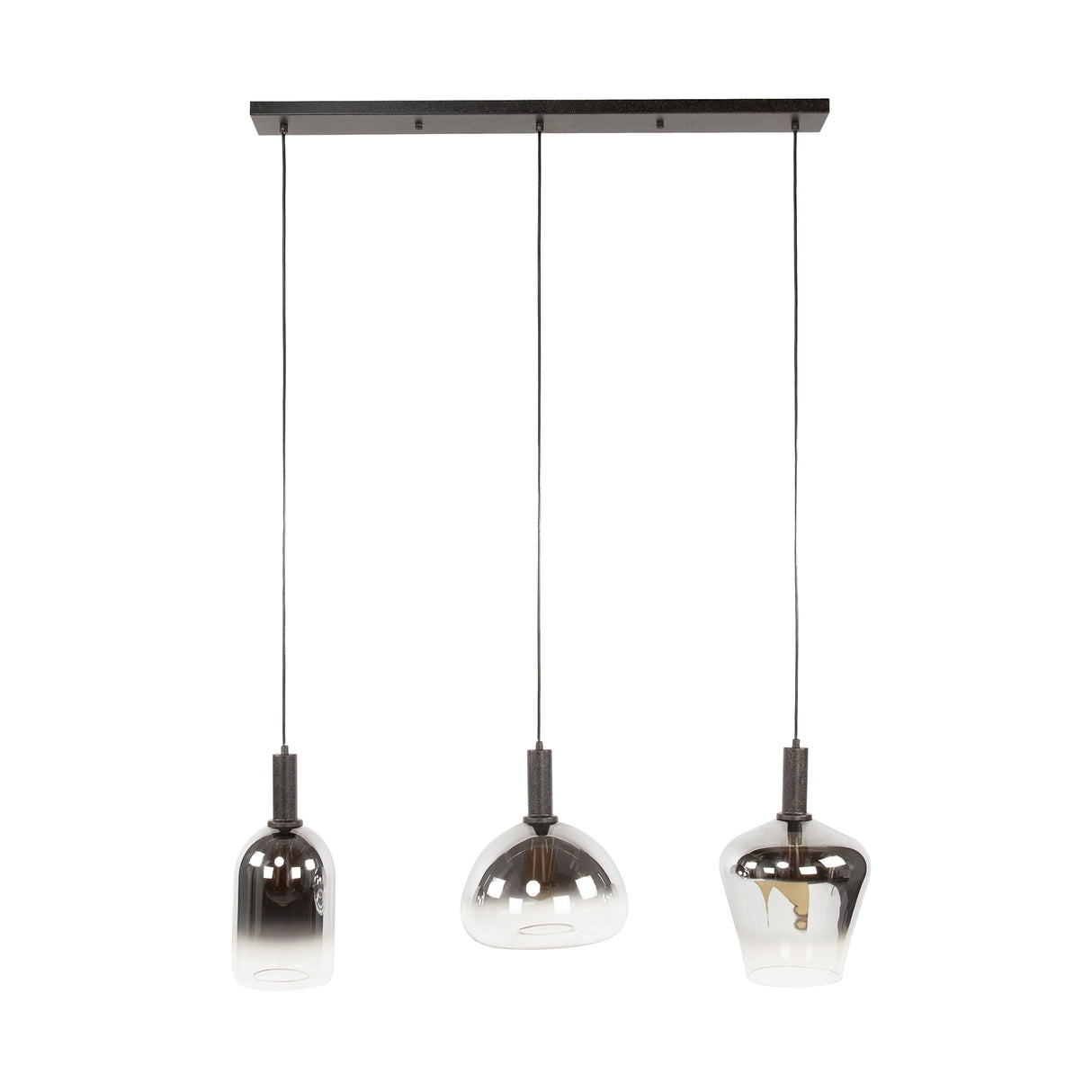 Lámpara colgante Nexus de 3 luces, metal negro, 105 cm