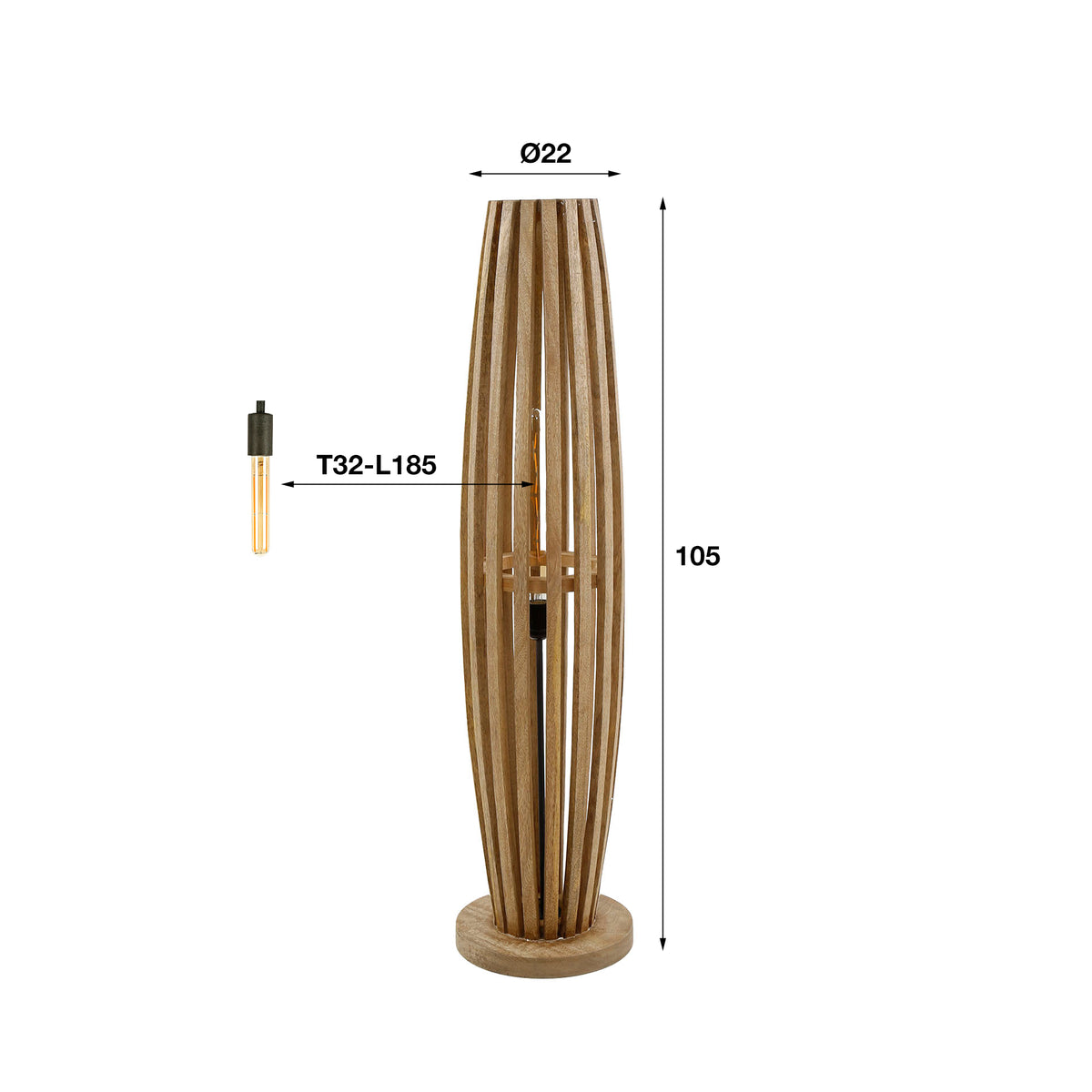 Lámparas de pie - Lámpara de pie Jalou Madera de mango 1 fuente de luz - Dimehouse