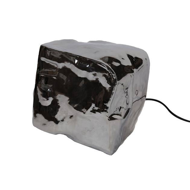 Lámpara de mesa Rocks DH Interior Cromado L x An x Al 44x34x34 Vidrio Blanco foto vista frontal diagonal