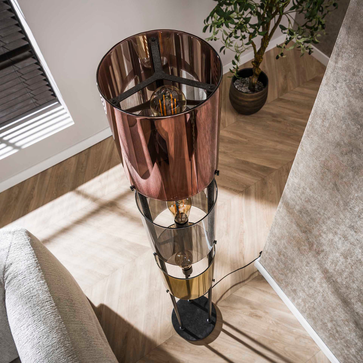 Lámpara de pie Nox de 3 luces, negro, metal, 175 cm