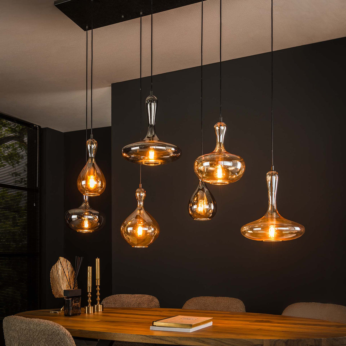Lámpara colgante moderna de vidrio escalonada Lessy 7 luces Ártico