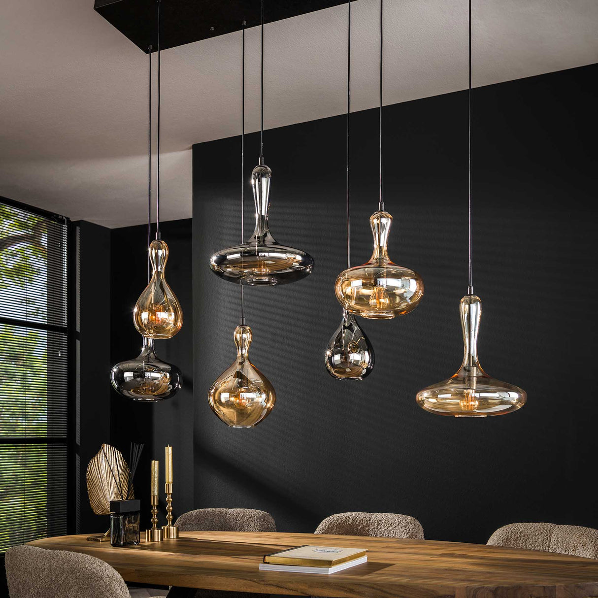 Lámpara colgante moderna de vidrio escalonada Lessy 7 luces Ártico
