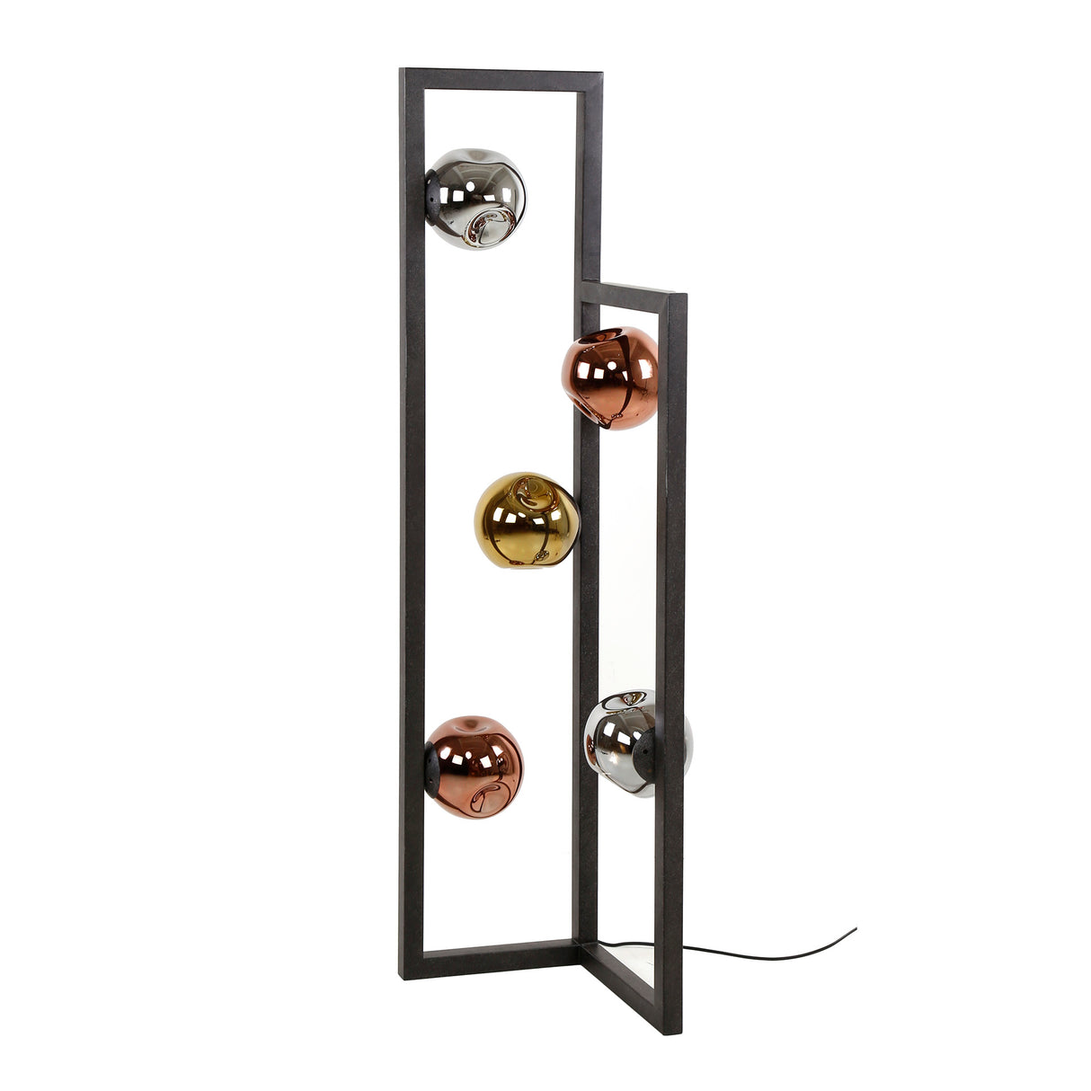 Lámpara de pie industrial Ada de 5 luces con vidrio de colores Esquina