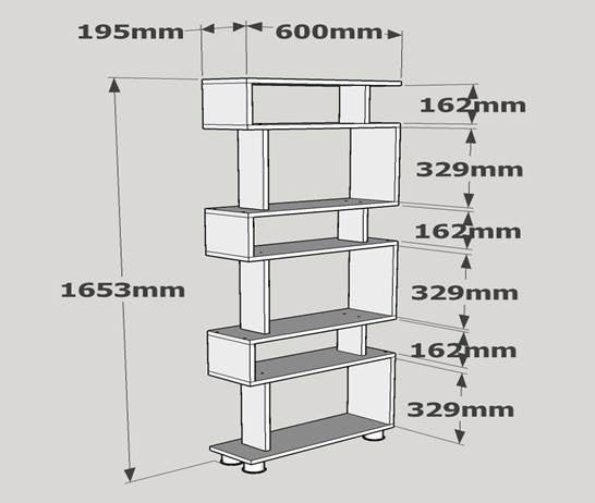 Boekenkasten - Design vakkenkast wit met walnoot melamine Blok 60x165x19,5 cm - Dimehouse