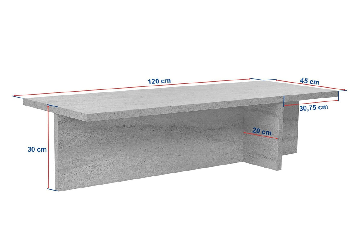 Rechthoekige salontafel Portland eiken melamine 120x45x30 cm