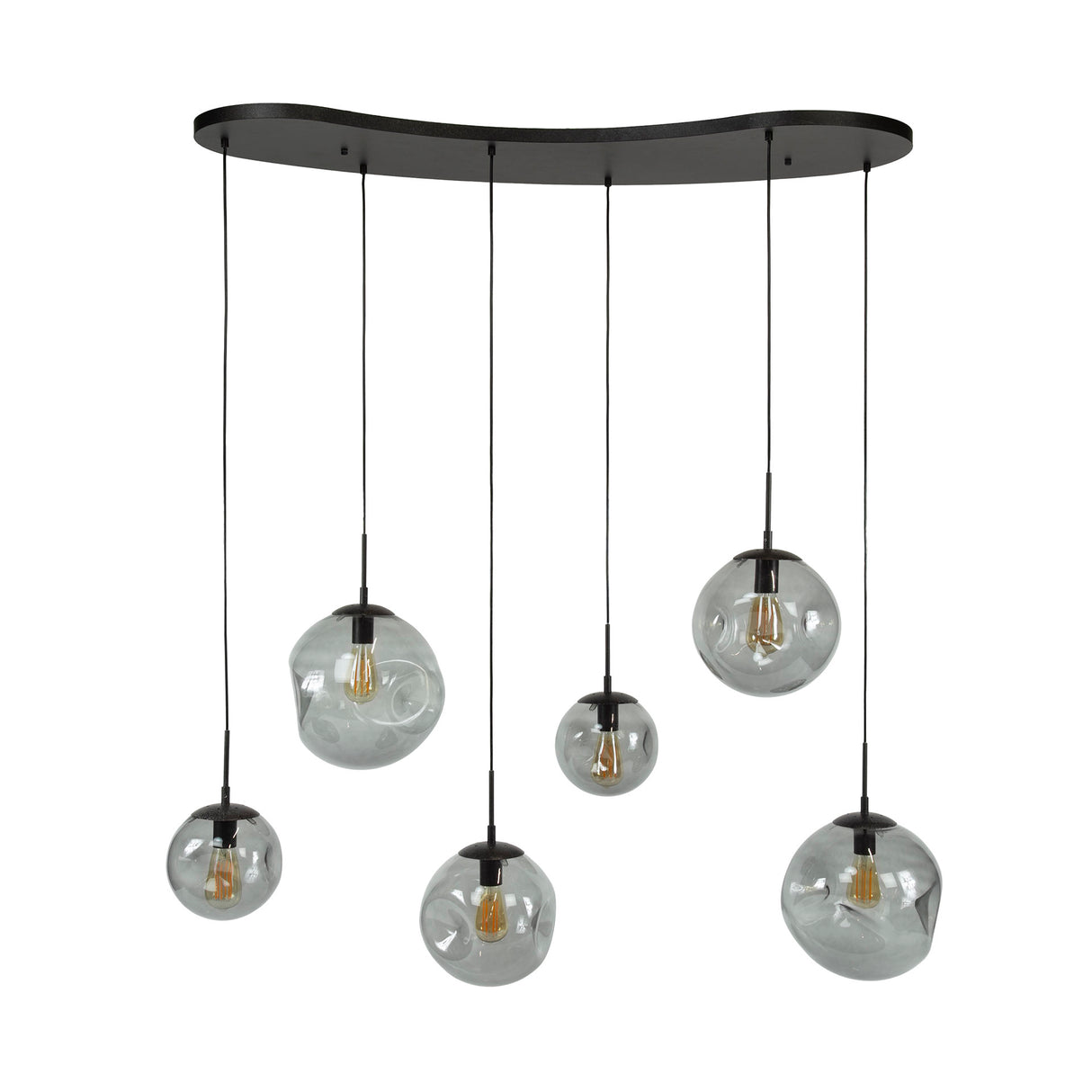 Lámpara industrial Nova negra de 6 luces con barra de 135 cm