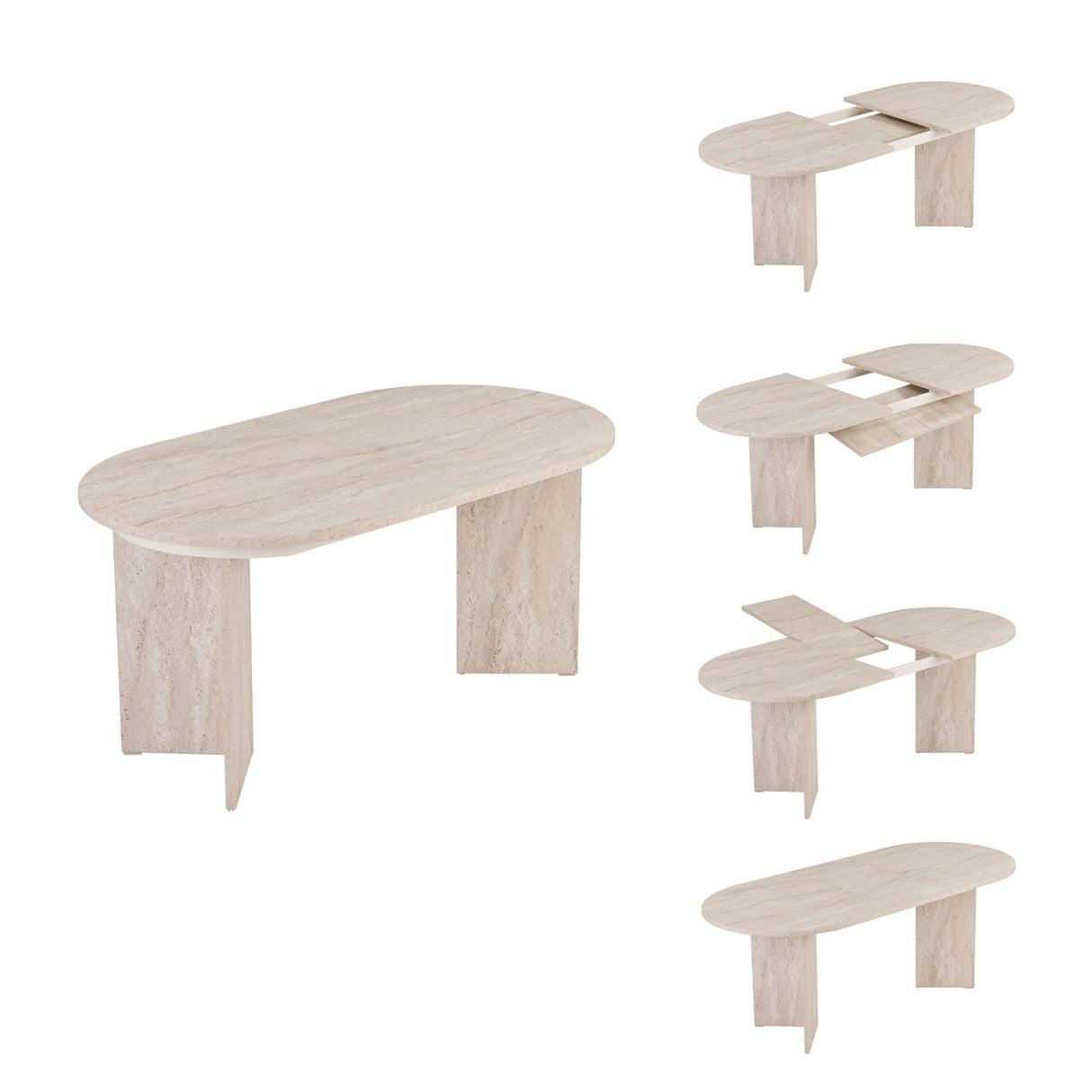 Mesa de comedor extensible Sorell travertino 160 cm Compuesto de madera revestida de melamina