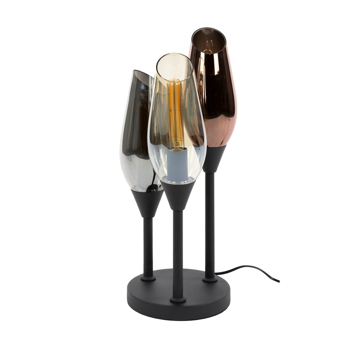 Lámpara de mesa de 3 luces negra Nora