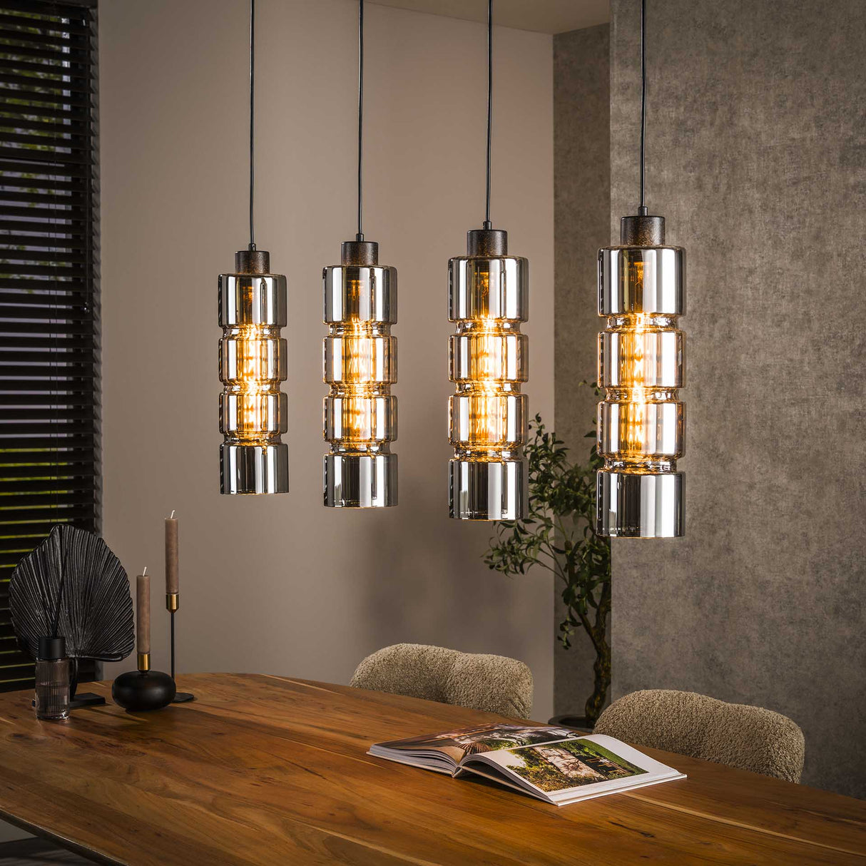 Hanglampen - Hanglamp Kik 4 - lichts cylinder glas - Dimehouse