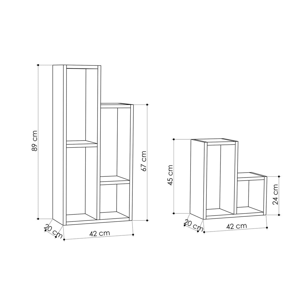 Boekenkasten - Modulaire vakkenkast antraciet melamine Sule 42x89x20 cm - Dimehouse