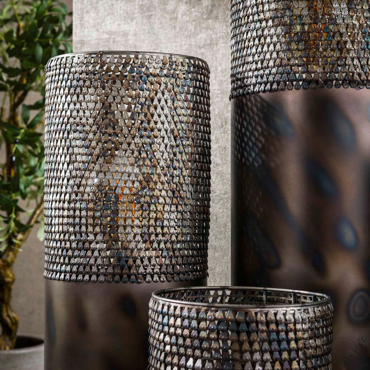 Lámpara de pie cilindro Brick 60 cm negro marrón