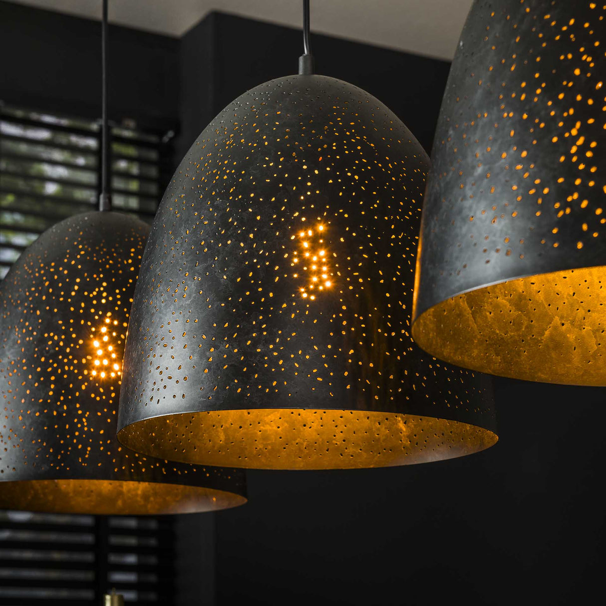 Lámpara colgante industrial Kylian de 3 luces Metal Negro