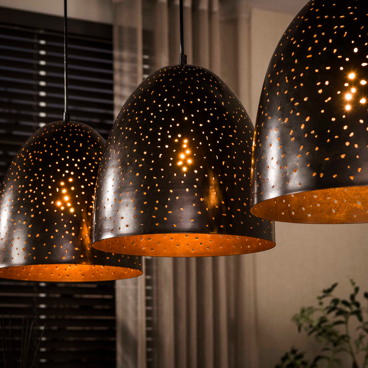 Lámpara colgante industrial Kylian de 3 luces Metal Negro