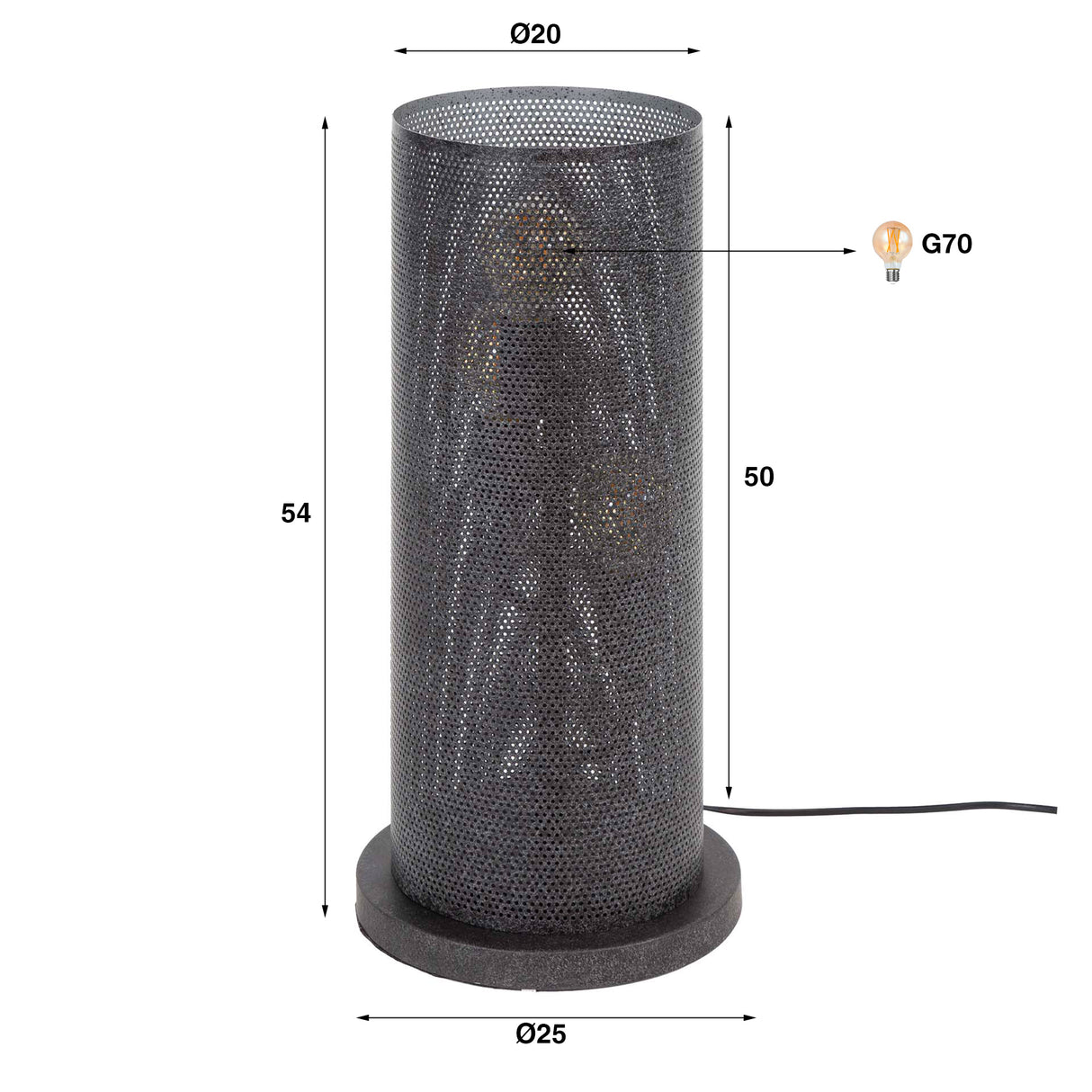 Lámpara de mesa Knox 3 luces malla negra