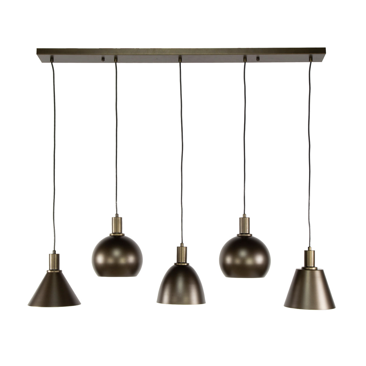 Lámpara colgante Sienna de 5 luces, industrial - Marrón, 120 cm