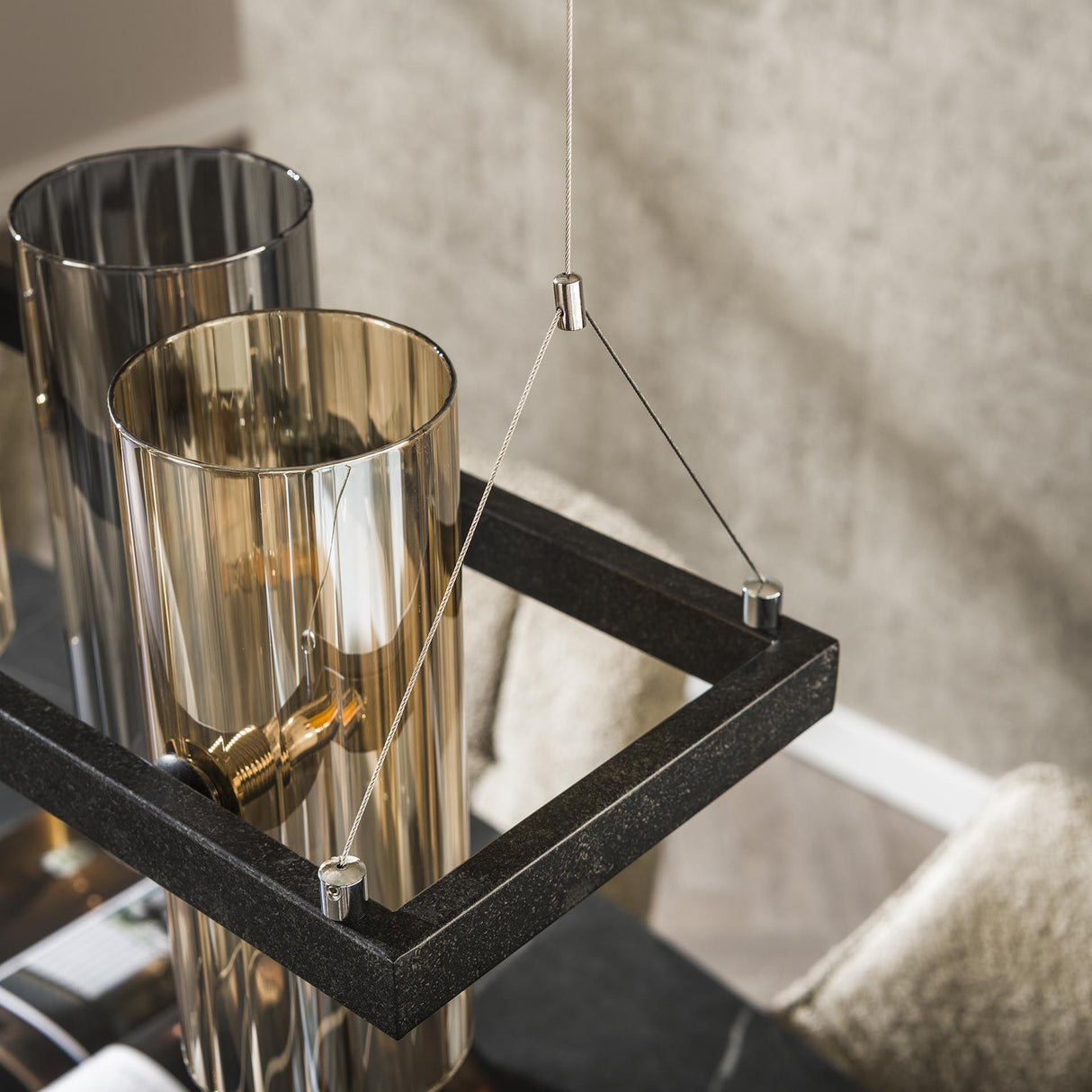 Lámpara colgante Khai de 10 luces cilindro vidrio mezclado