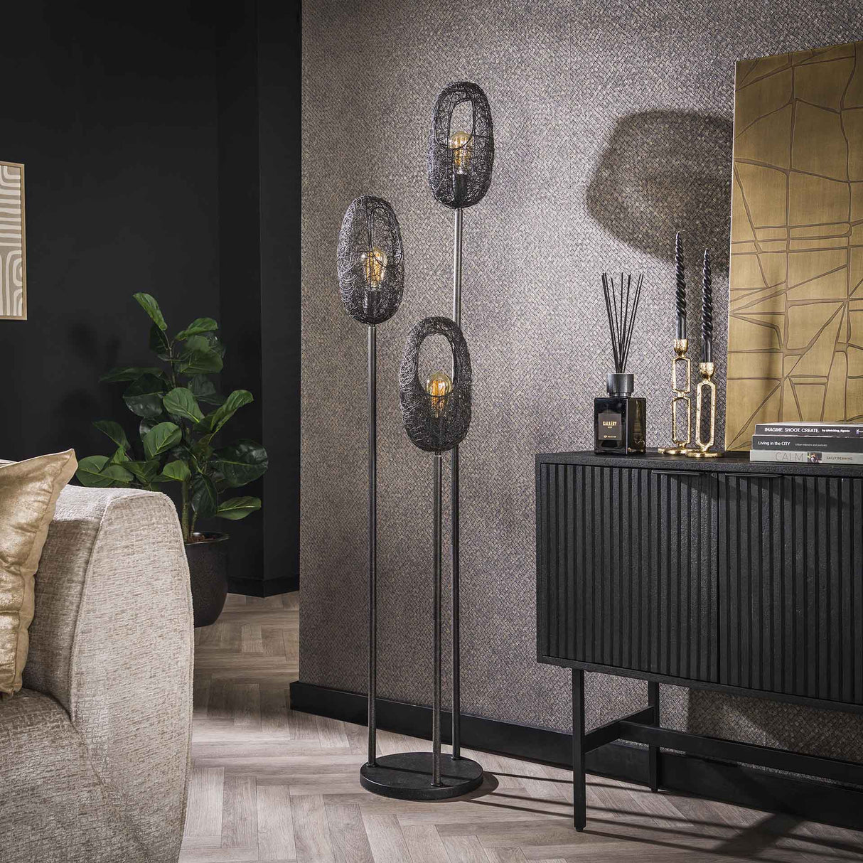 Lámpara de mancha Debra de 3 luces de metal negro