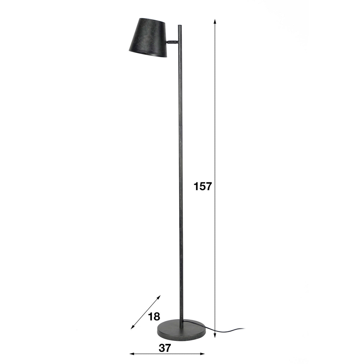 Lámpara de pie Sienna DH Interior Charcoal L x An x Al 61x32x25 Metal Blanco indicación del tamaño de la foto