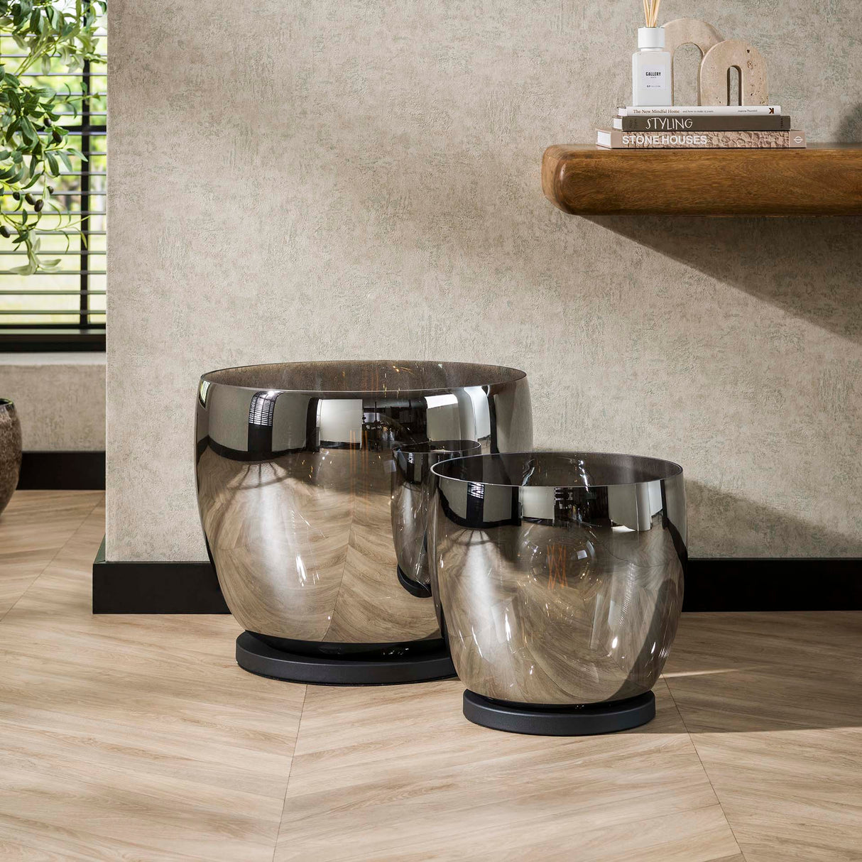 Lámpara de pie Dain UP XL Vidrio color cromo