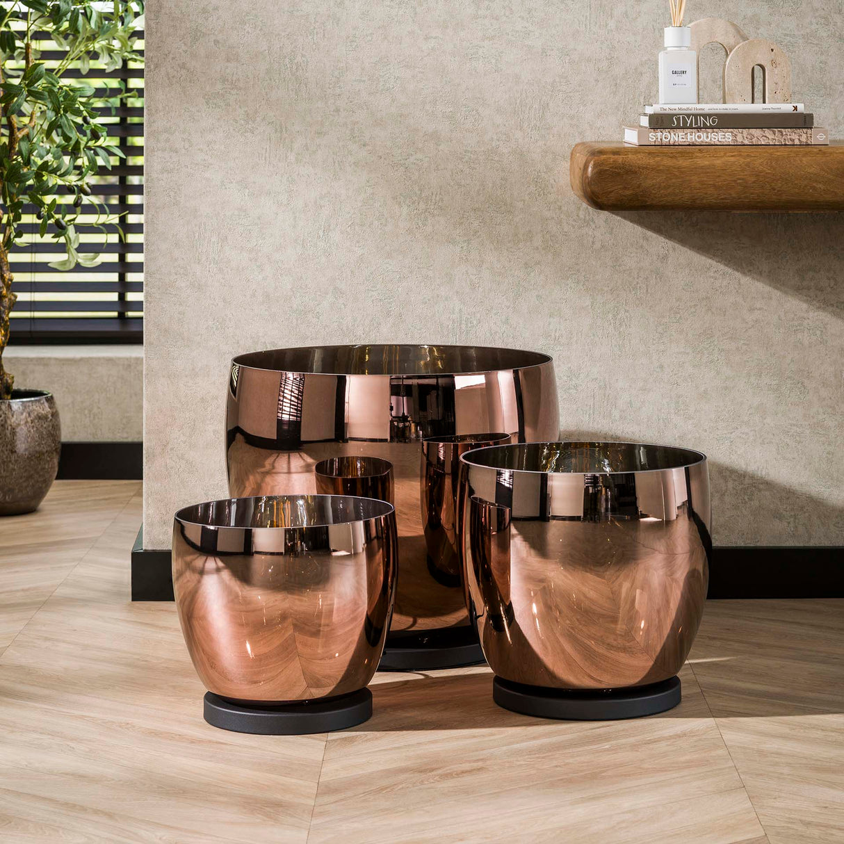 Lámpara de pie Dain UP XL Vidrio color cobre