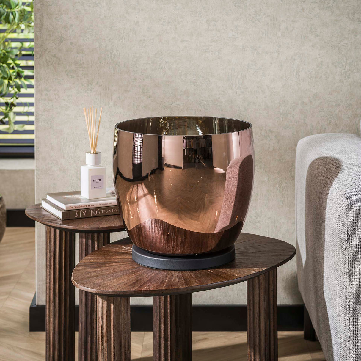 Lámpara de pie Dain UP XL Vidrio color cobre