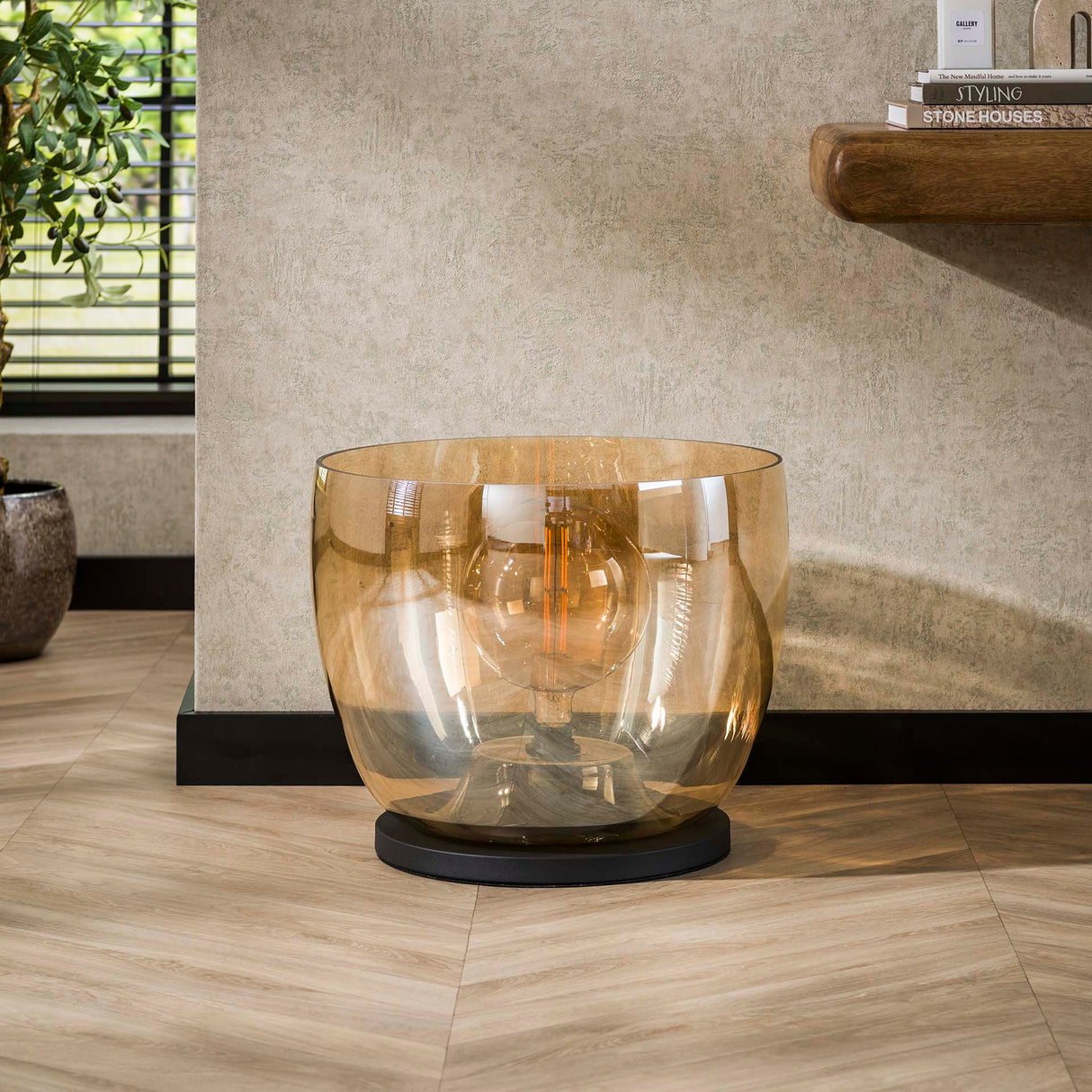 Lámpara de pie Dain UP XXL Vidrio color ámbar