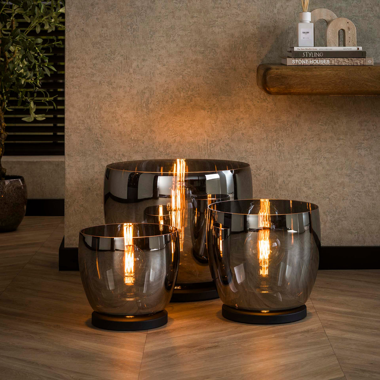 Lámpara de pie Dain UP XXL Vidrio color cromo