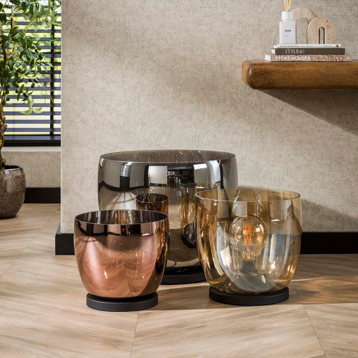 Lámpara de pie Dain UP XXL Vidrio color cromo