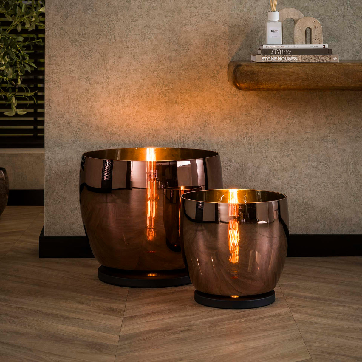 Lámpara de pie Dain UP XXL Vidrio color cobre