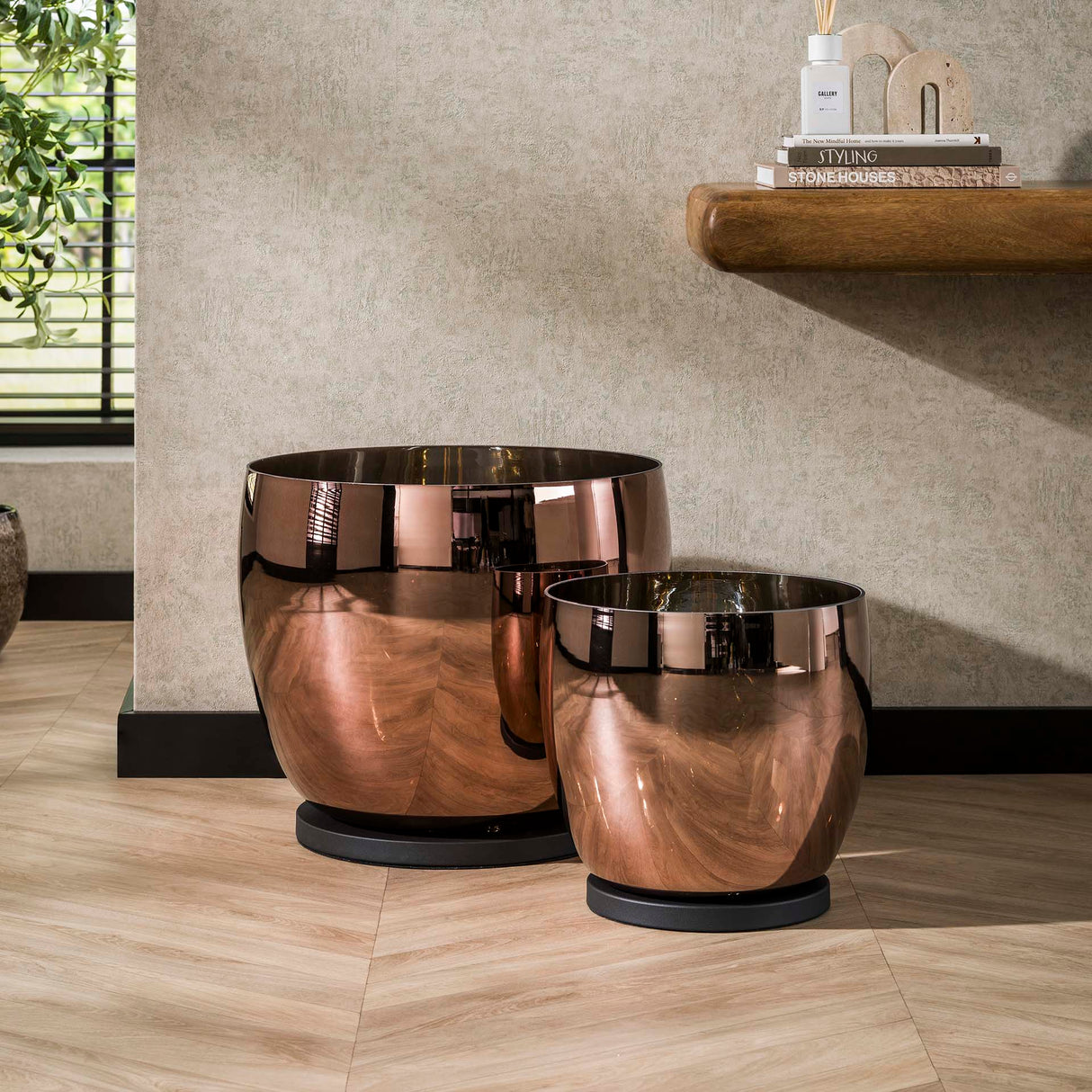 Lámpara de pie Dain UP XXL Vidrio color cobre