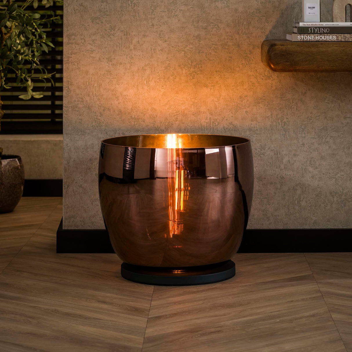 Lámpara de pie Dain UP XXL Vidrio color cobre