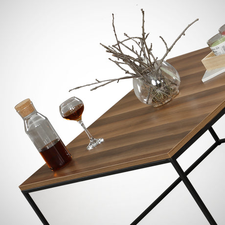Mesa de salón cuadrada 75x75 cm Pola - Melamina de nogal
