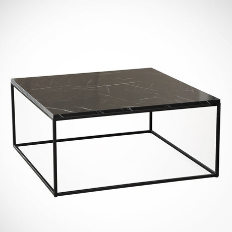 Mesa de salón cuadrada 75x75 cm Pola - Look de mármol negro Melamina