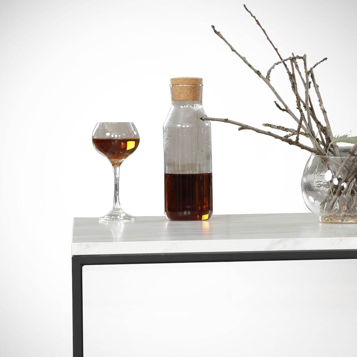 Mesa de salón cuadrada 75x75 cm Pola - Look de mármol blanco en melamina