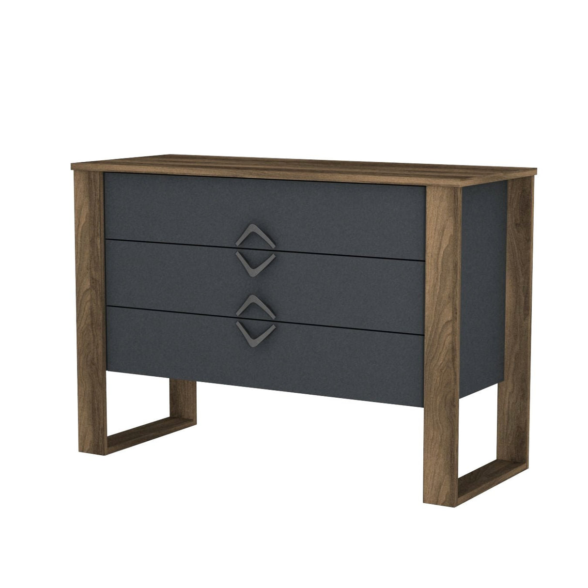 Ladekasten - Ladekast Bumerang Walnoot Antraciet Melamine 110x76x44,8 cm - Dimehouse
