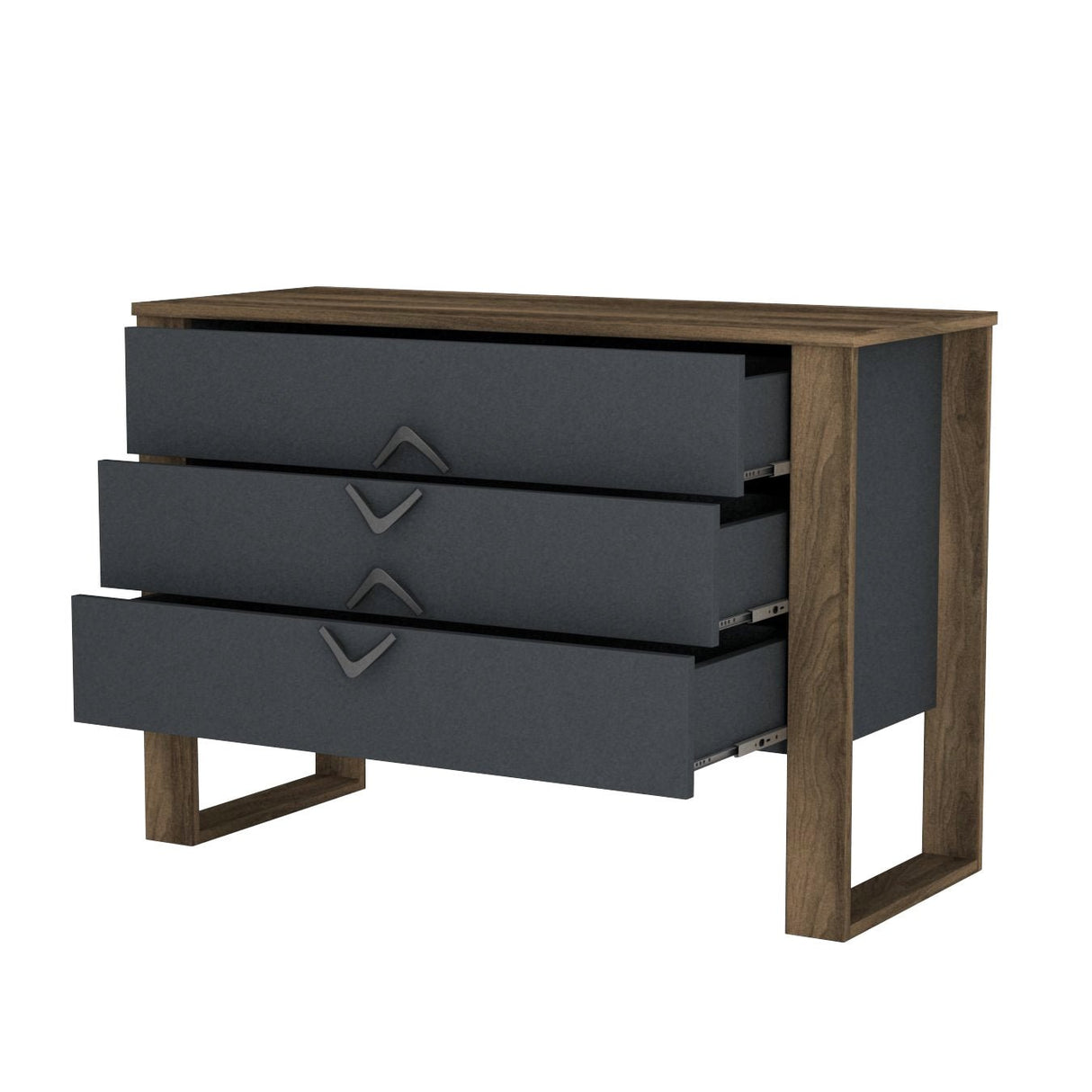 Ladekasten - Ladekast Bumerang Walnoot Antraciet Melamine 110x76x44,8 cm - Dimehouse