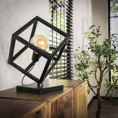 Lámpara de mesa Drew cubo negro