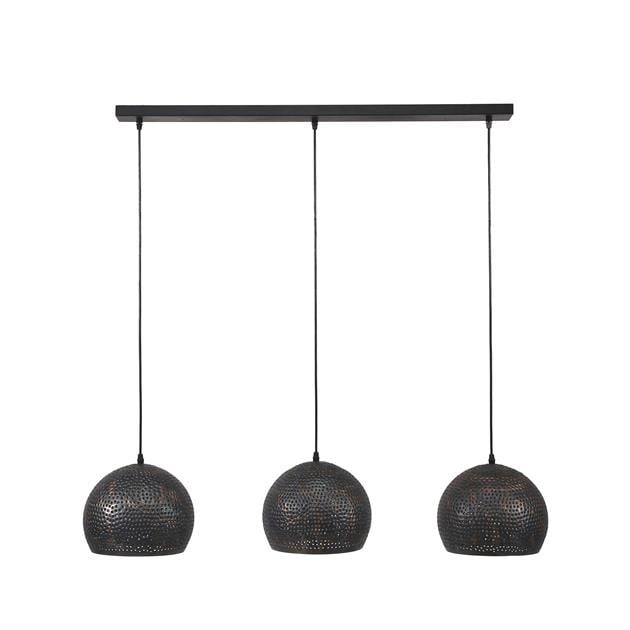 Lámpara colgante Aya 3 Sphere DH Interior Marrón L x An. x Al. 87x33x27 Negro marrón Blanco foto vista frontal