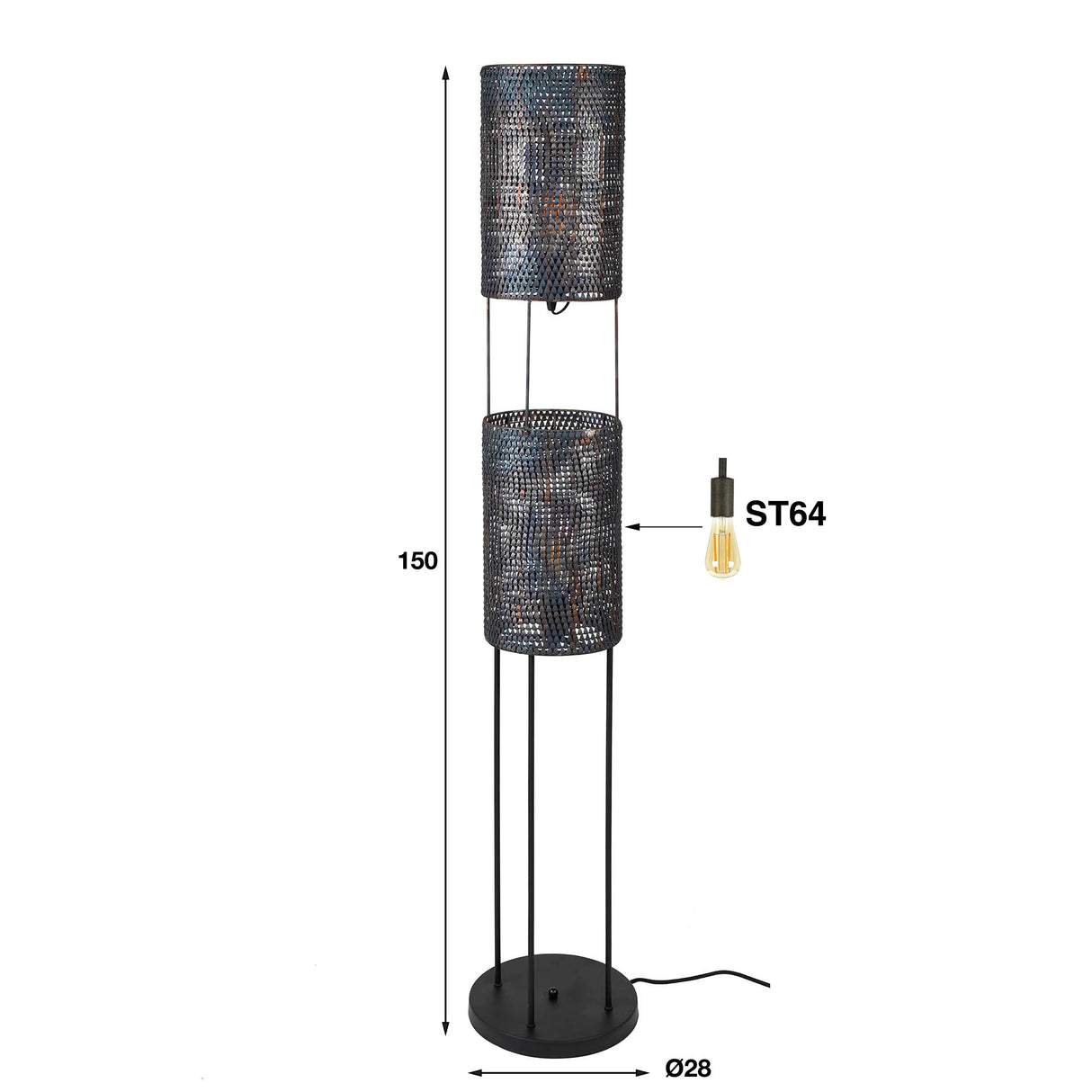 Armadura de lámpara industrial de lámpara de 2 luces marrón negro