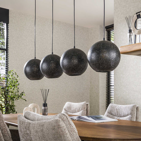 Lámpara colgante zeno 4 luces Ø25 metal negro